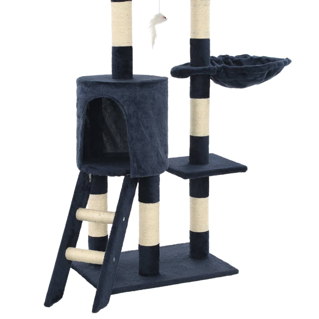 vidaXL Cat Tree with Sisal Scratching Posts 138 cm Dark Blue