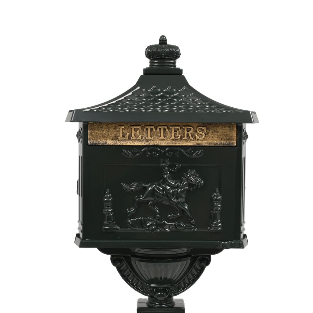 vidaXL Pedestal Letterbox Aluminium Vintage Style Rustproof Green