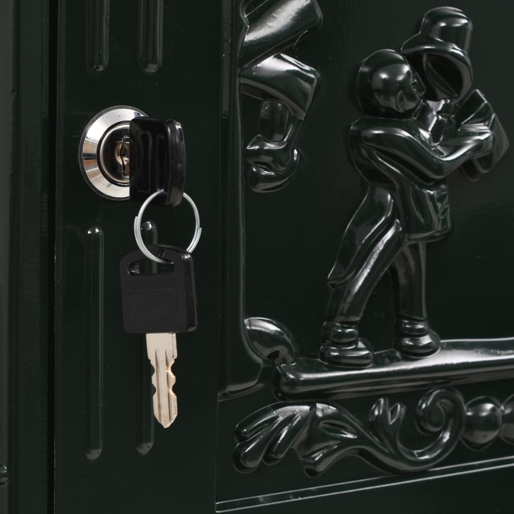 vidaXL Pedestal Letterbox Aluminium Vintage Style Rustproof Green