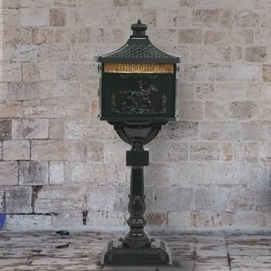 vidaXL Pedestal Letterbox Aluminium Vintage Style Rustproof Green