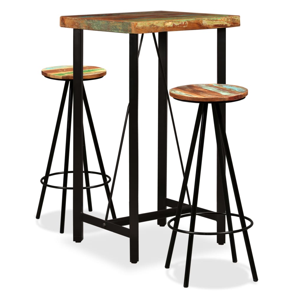 vidaXL Bar Set 3 Pieces Solid Wood Reclaimed