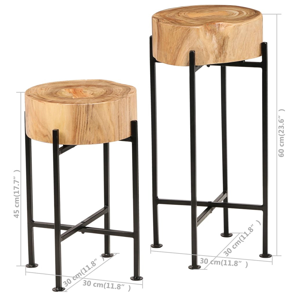 vidaXL Side Table Set 2 Pieces Solid Acacia Wood