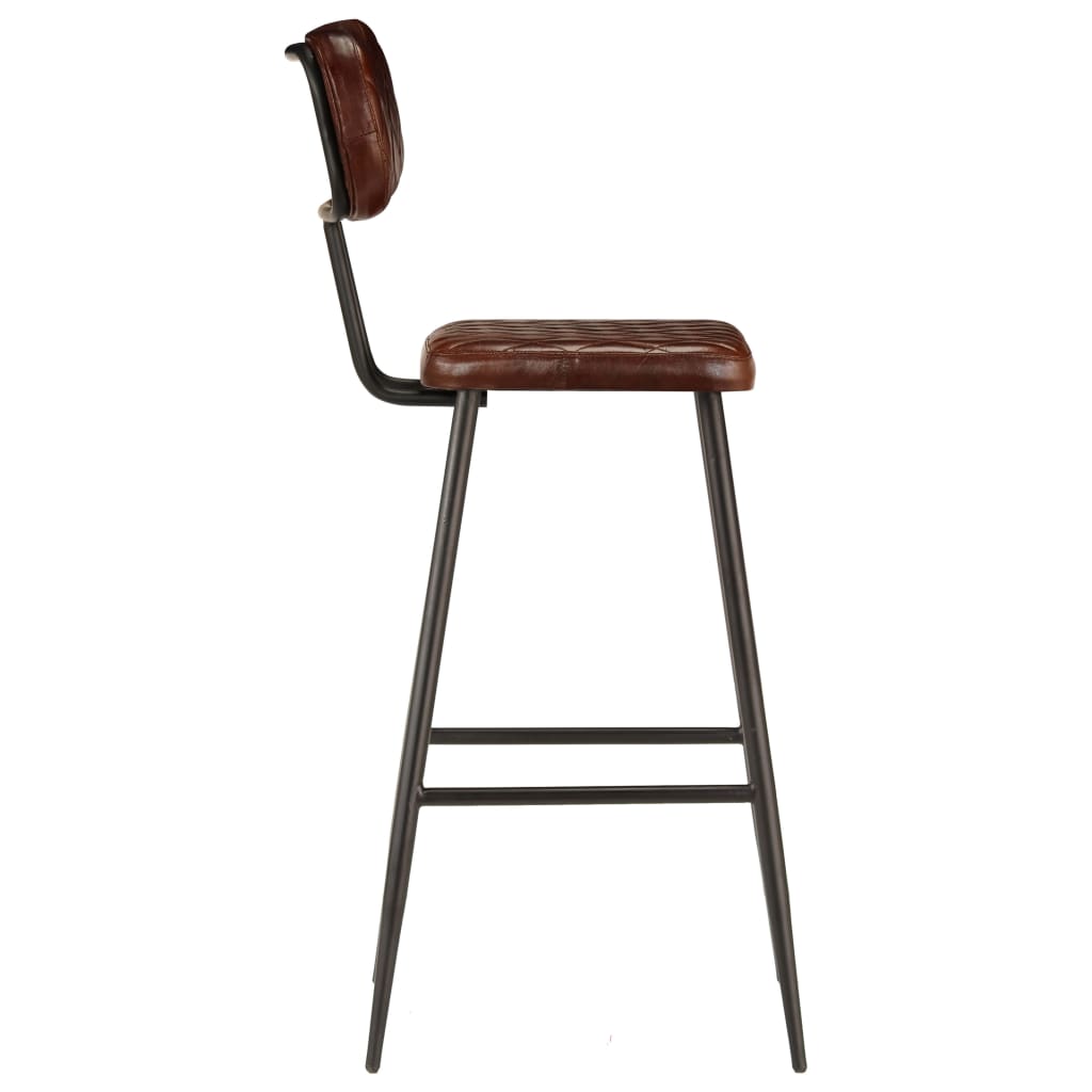 vidaXL Bar Chairs 2 pcs Brown Real Leather
