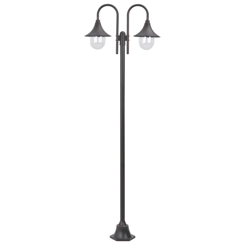 vidaXL Garden Post Light E27 220 cm Aluminium 2-Lantern Bronze