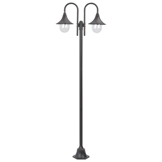 vidaXL Garden Post Light E27 220 cm Aluminium 2-Lantern Bronze