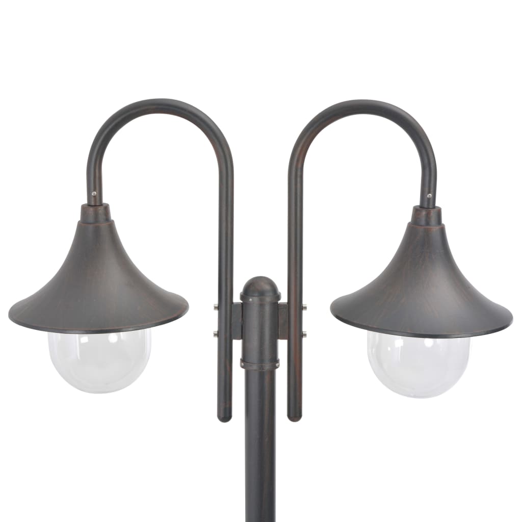 vidaXL Garden Post Light E27 220 cm Aluminium 2-Lantern Bronze
