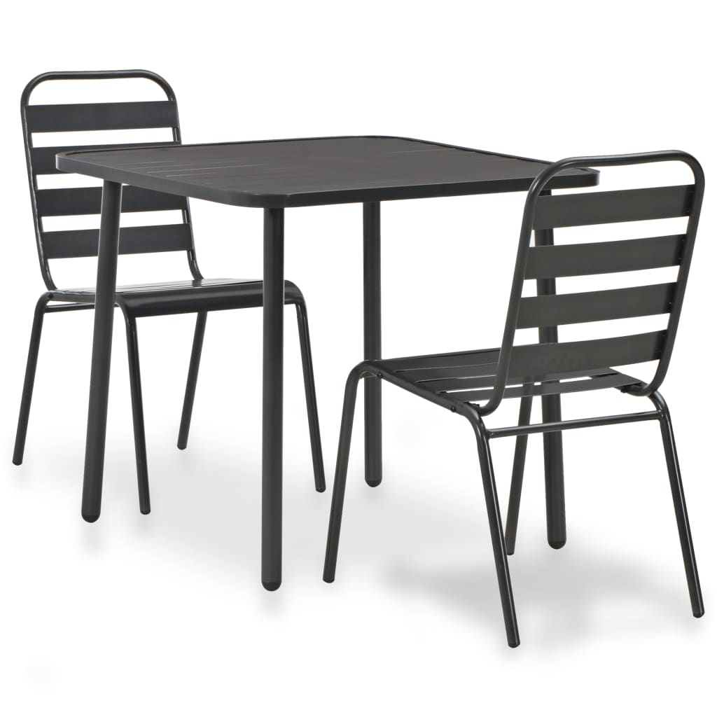 vidaXL 3 Piece Bistro Set Steel Dark Grey