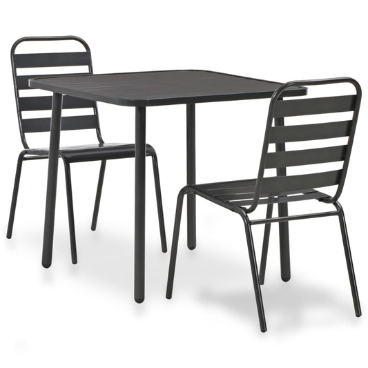 vidaXL 3 Piece Bistro Set Steel Dark Grey