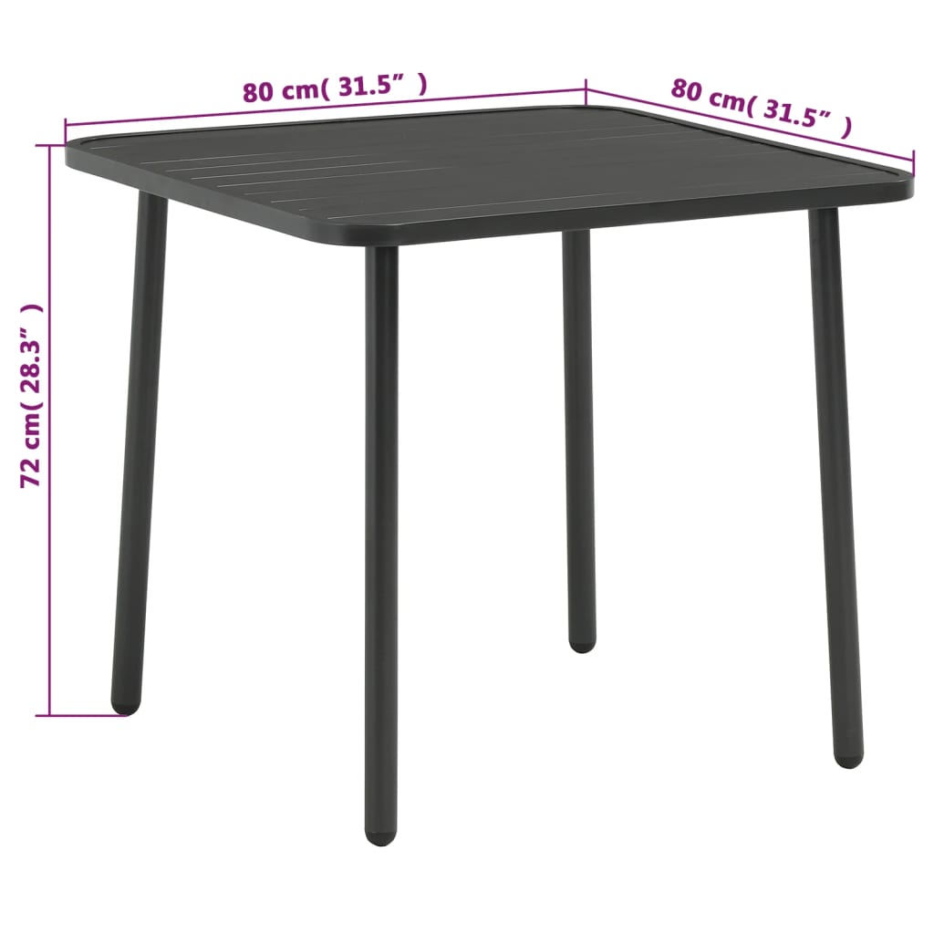 vidaXL 3 Piece Bistro Set Steel Dark Grey