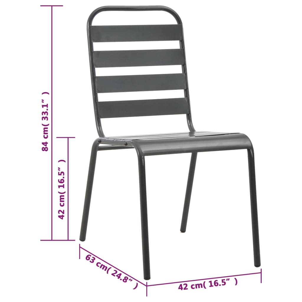 vidaXL 3 Piece Bistro Set Steel Dark Grey