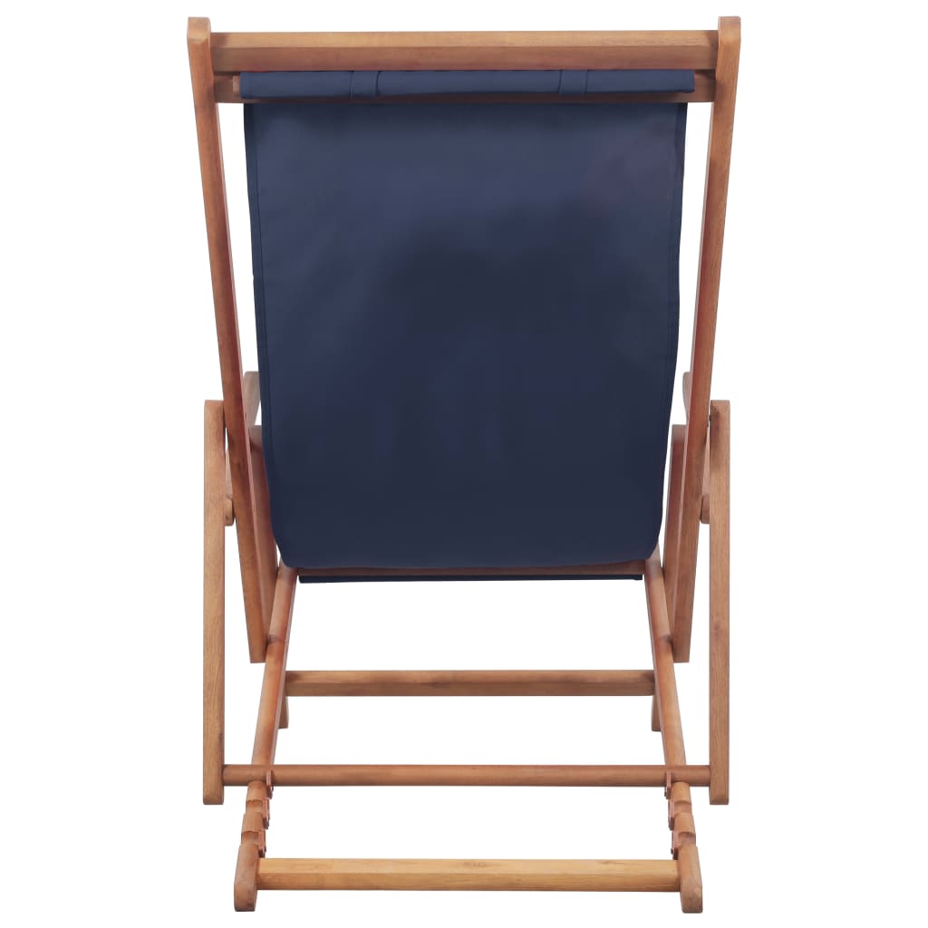 vidaXL Folding Beach Chair Fabric and Wooden Frame Blue