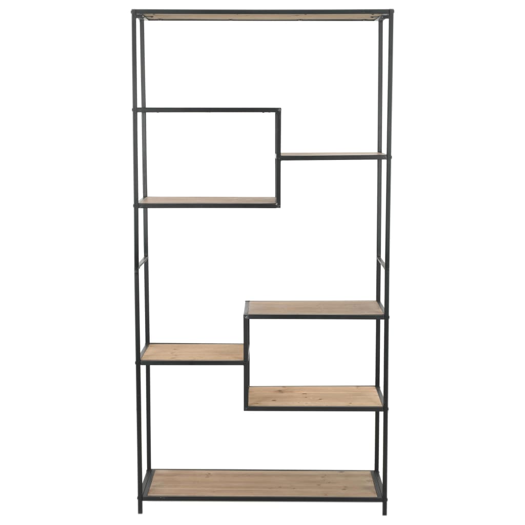 vidaXL Bookcase Solid Firwood and Steel 90.5x35x180 cm