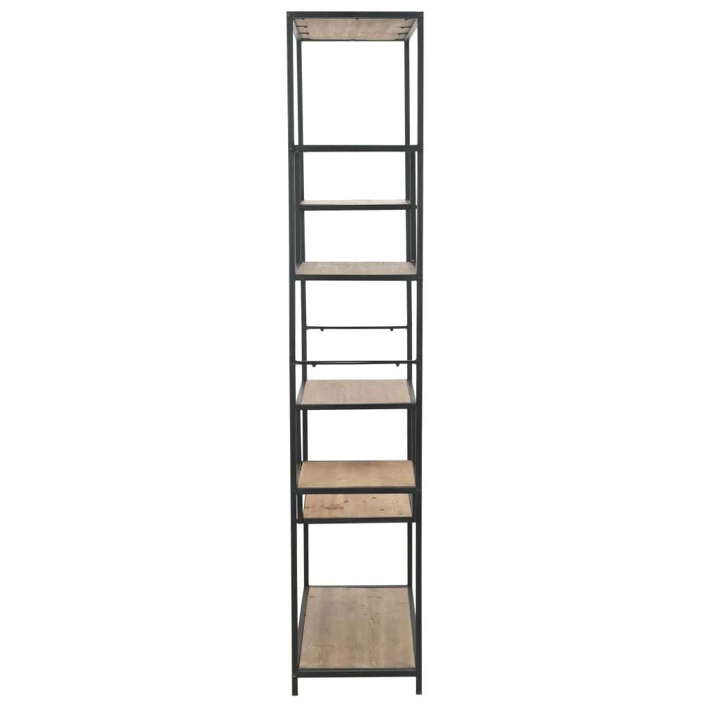 vidaXL Bookcase Solid Firwood and Steel 90.5x35x180 cm