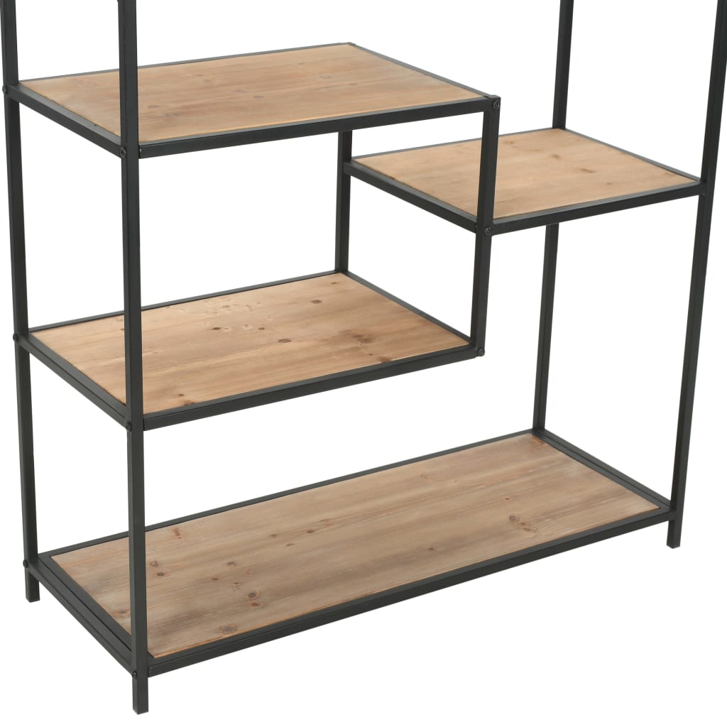 vidaXL Bookcase Solid Firwood and Steel 90.5x35x180 cm