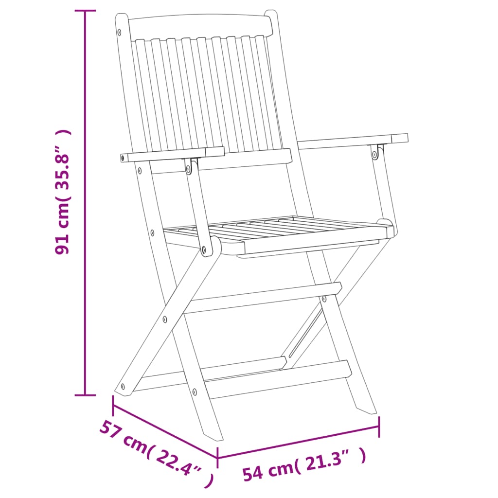 vidaXL 5 Piece Folding Outdoor Dining Set Solid Acacia Wood