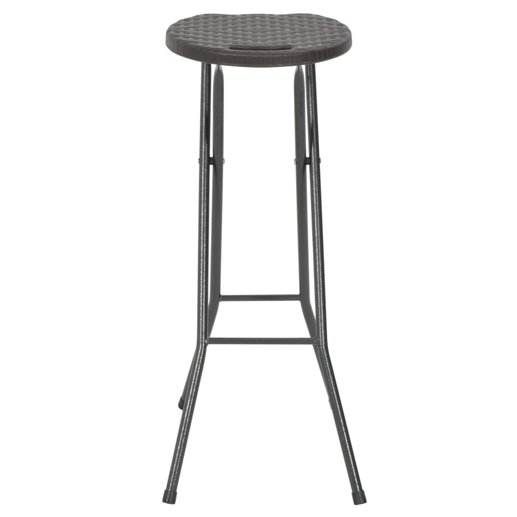 vidaXL Folding Bar Stools 2 pcs HDPE and Steel Brown Rattan Look