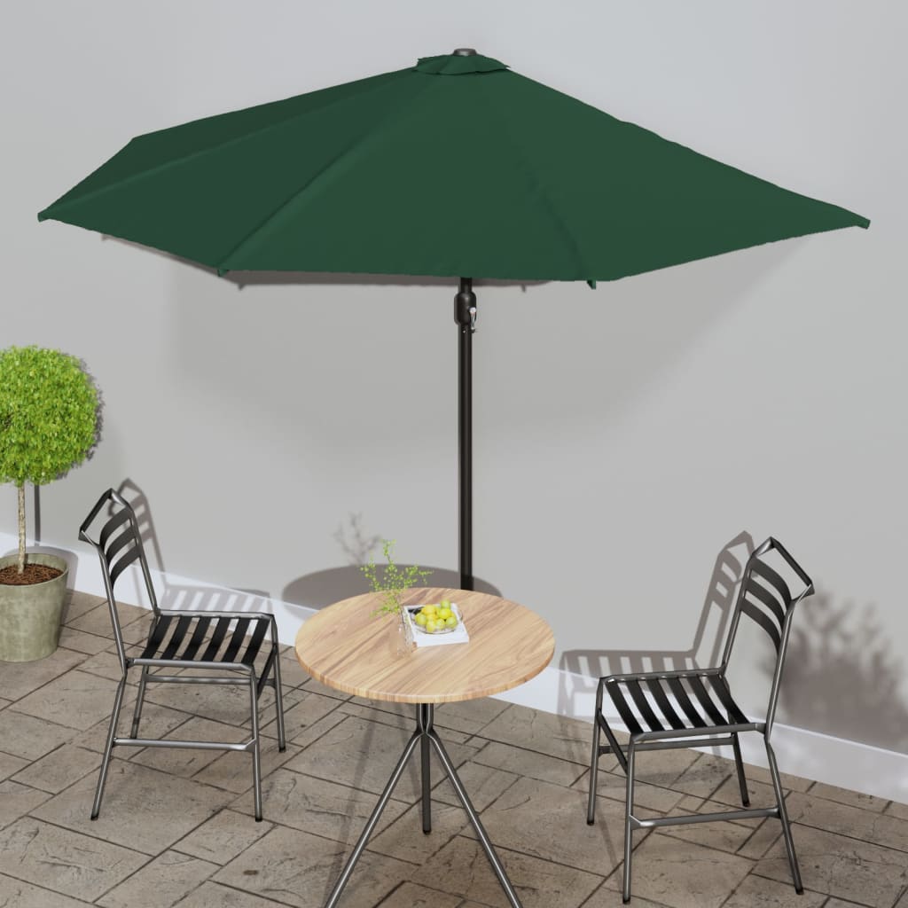 vidaXL Garden Parasol with Aluminium Pole Green 300x155 cm Half