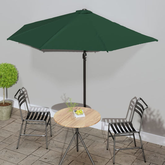 vidaXL Garden Parasol with Aluminium Pole Green 300x155 cm Half