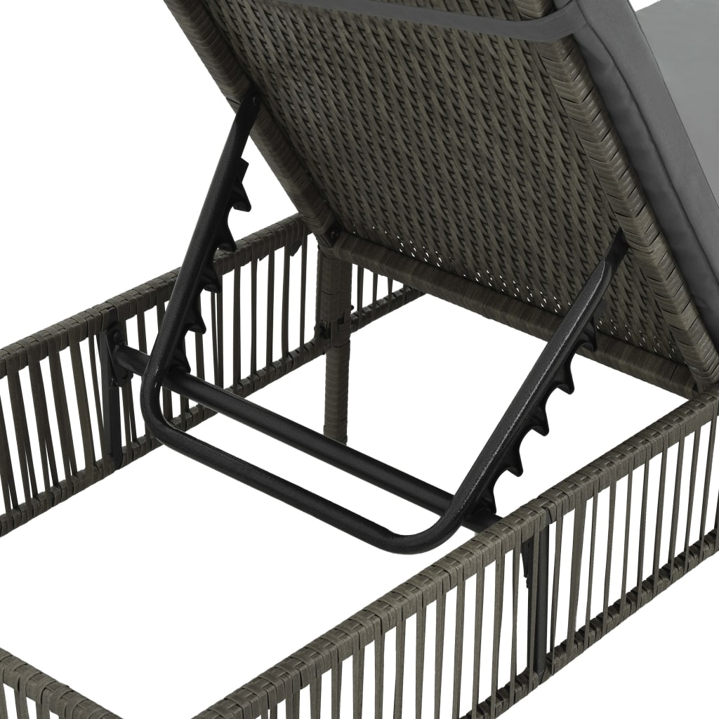 vidaXL Sun Lounger with Cushion Poly Rattan Grey