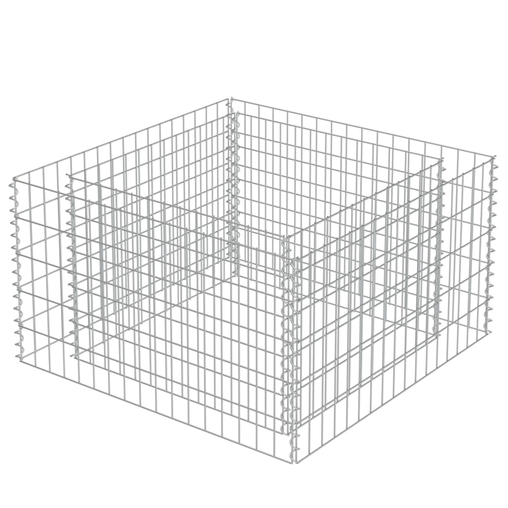 vidaXL Gabion Raised Bed Galvanised Steel 90x90x50 cm