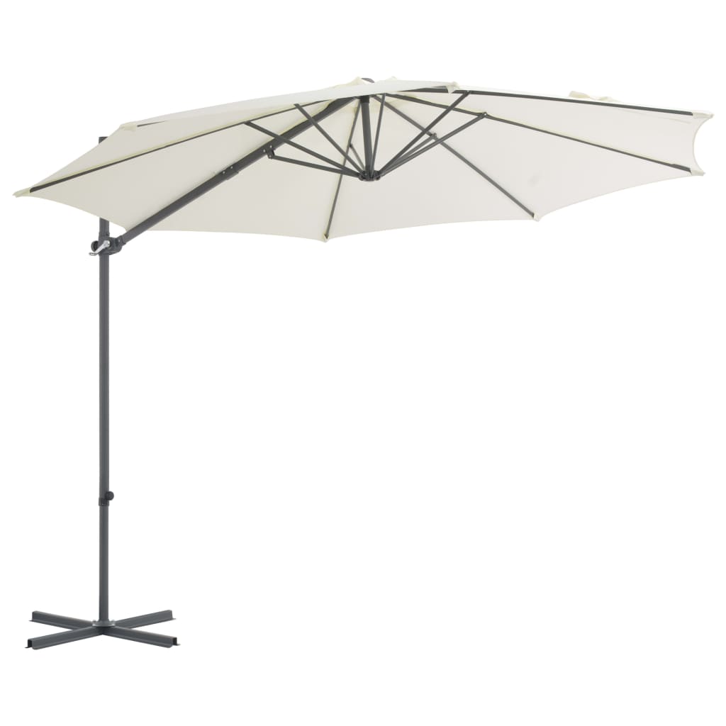 vidaXL Cantilever Garden Parasol with Steel Pole Sand 300 cm