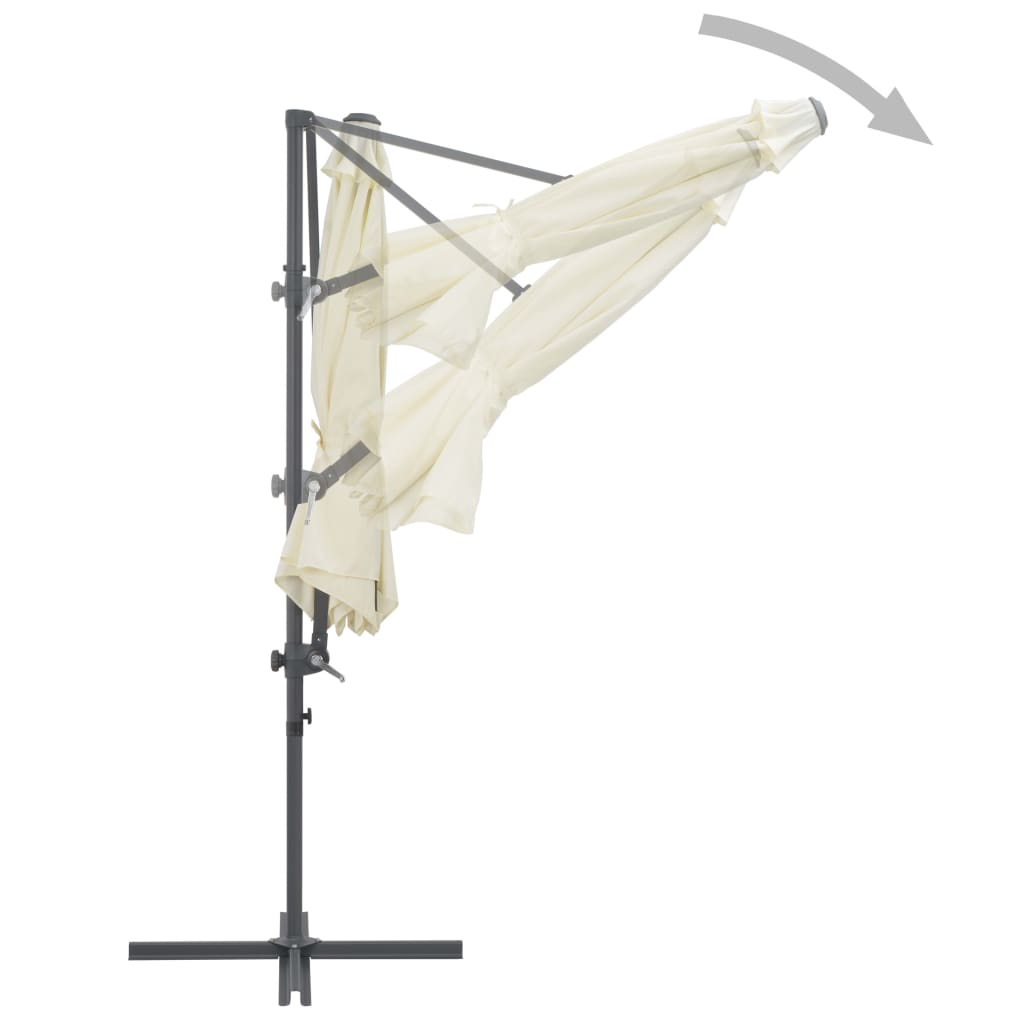 vidaXL Cantilever Garden Parasol with Steel Pole Sand 300 cm
