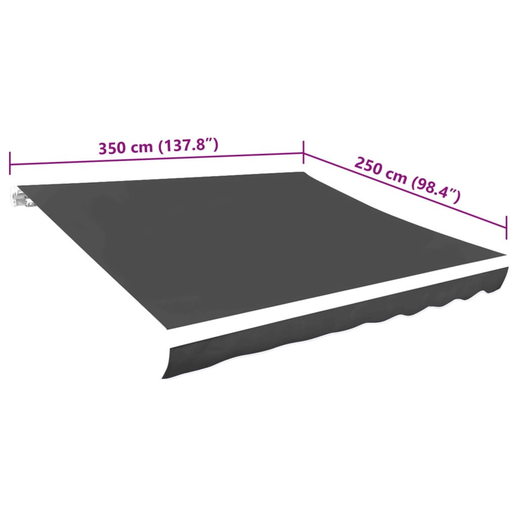 vidaXL Awning Top Sunshade Canvas Anthracite 350x250 cm