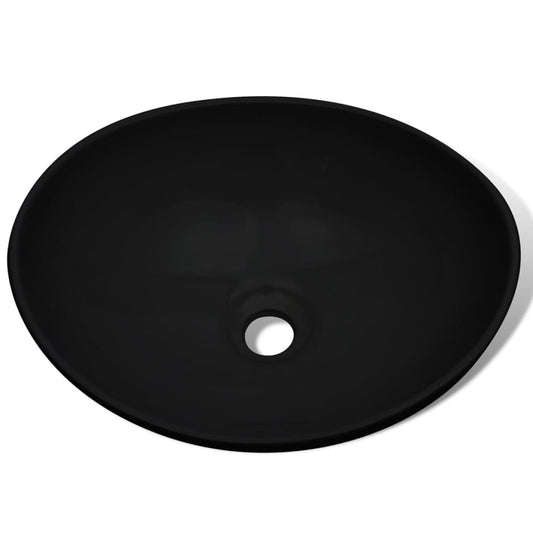vidaXL Ceramic Basin 40x33 cm Black