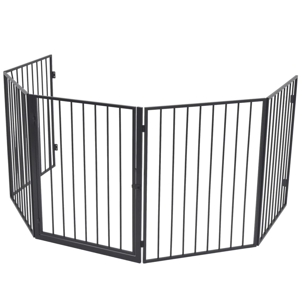 vidaXL Fireplace Fence for Pets Black Steel