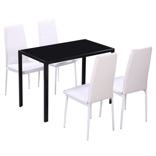 vidaXL Dining Set 5 Pieces Artificial Leather Black and White