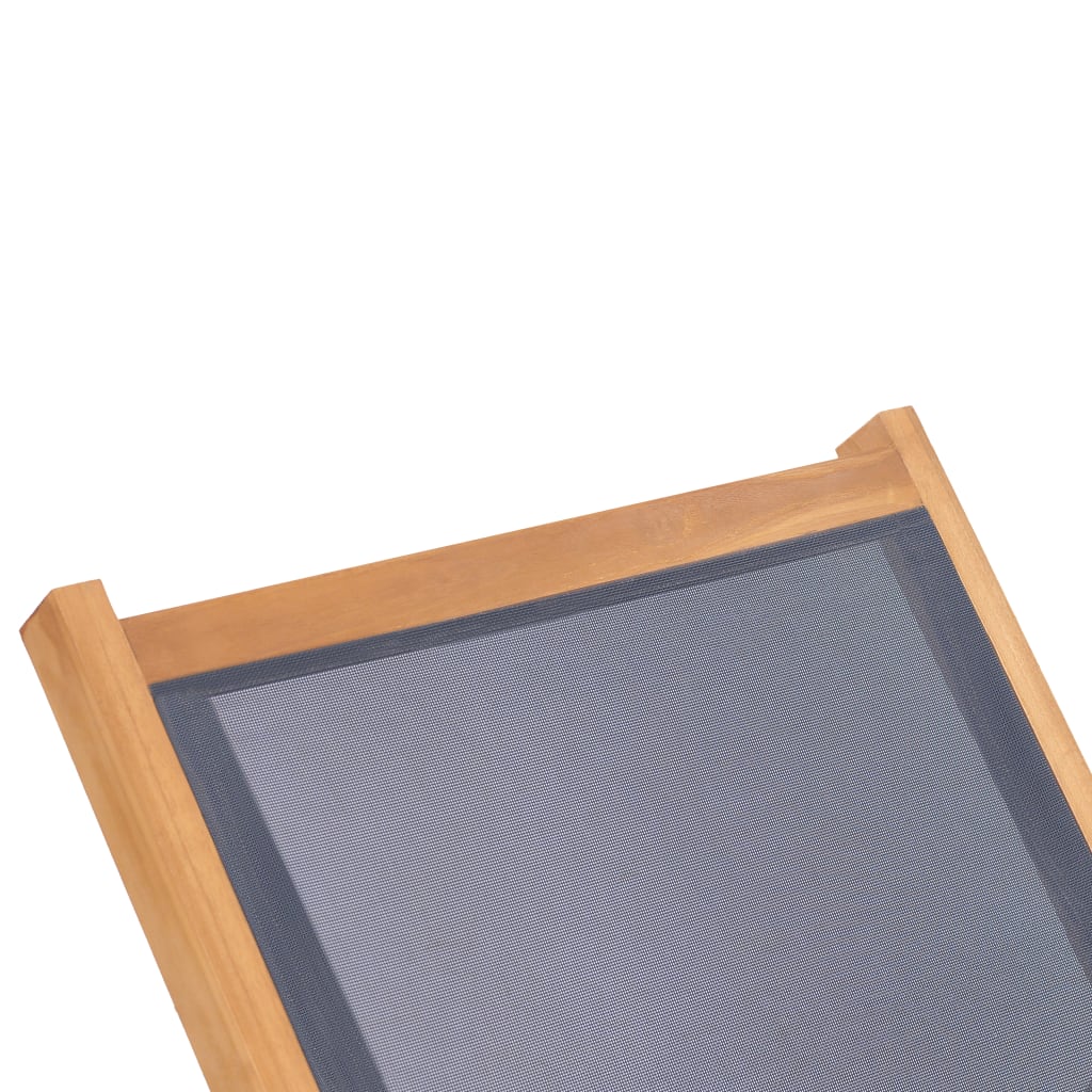 vidaXL Folding Sun Lounger with Wheels Solid Teak and Textilene