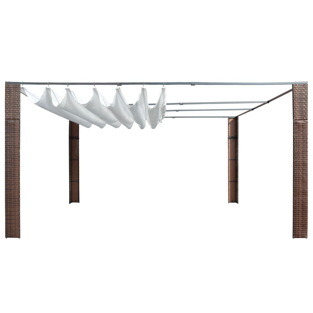 vidaXL Gazebo with Roof Poly Rattan 400x400x200 cm Brown and Cream