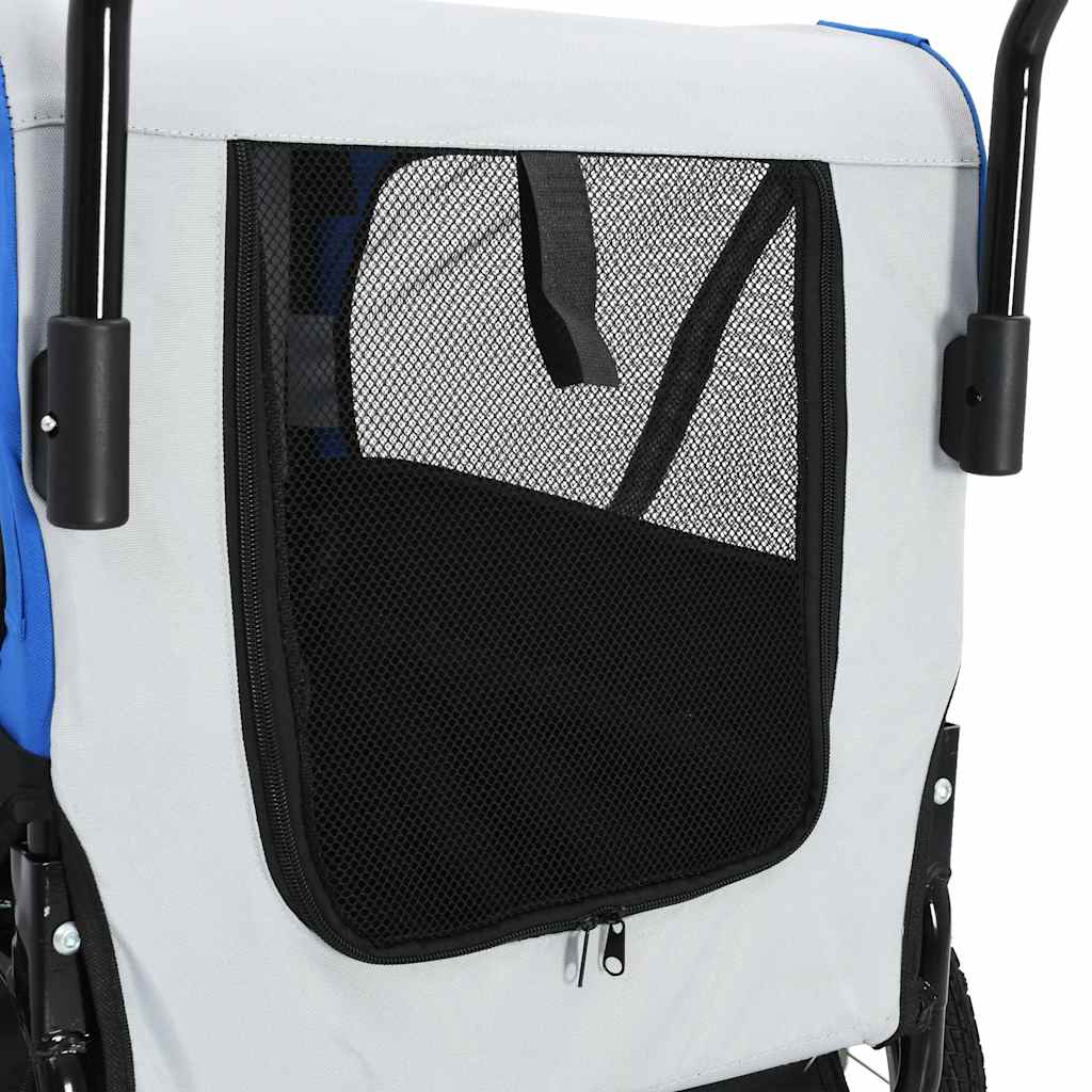 vidaXL 2-in-1 Pet Bike Trailer & Jogging Stroller Grey and Blue