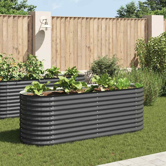 vidaXL Garden Raised Bed 240x80x81 cm Galvanised Steel Grey