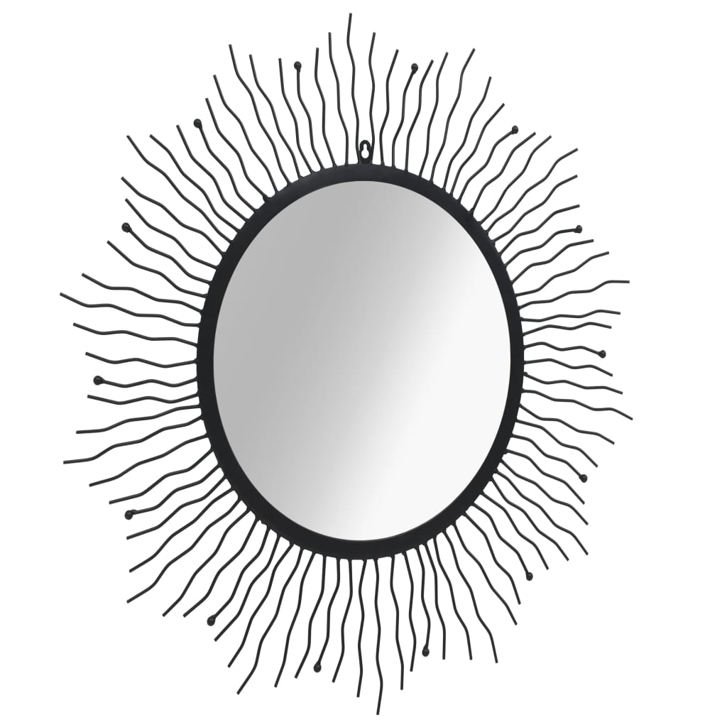 vidaXL Garden Wall Mirror Sunburst 80 cm Black