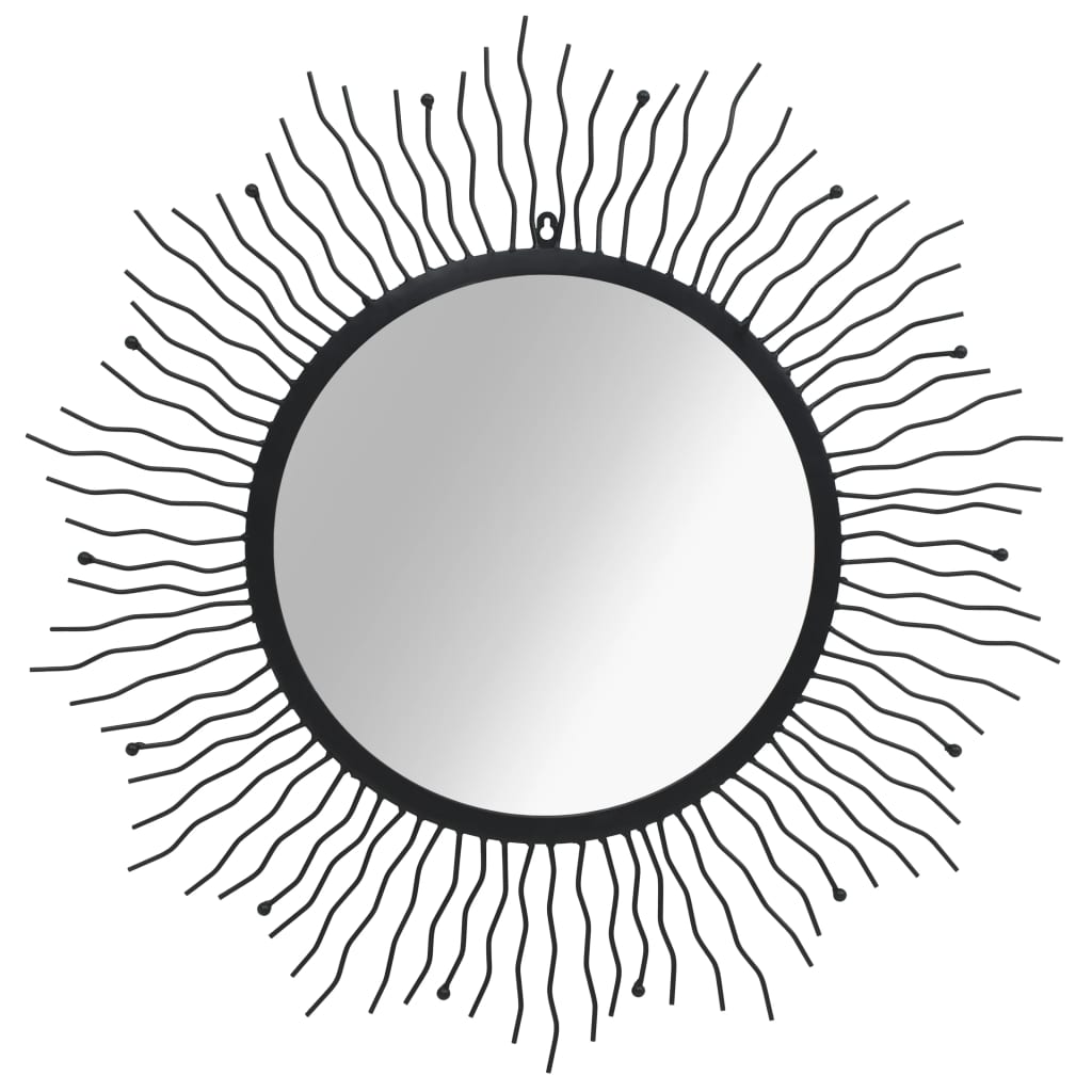 vidaXL Garden Wall Mirror Sunburst 80 cm Black