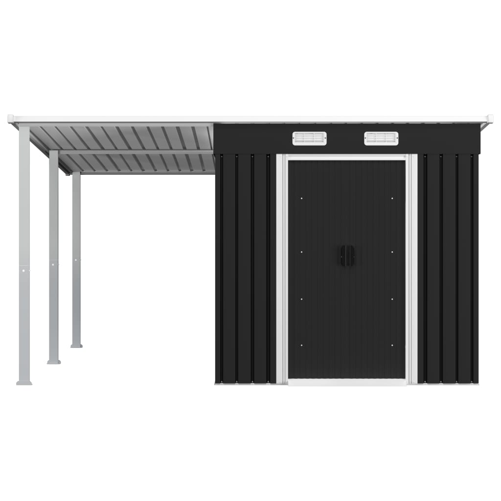 vidaXL Garden Shed with Extended Roof Anthracite 336x270x181 cm Steel