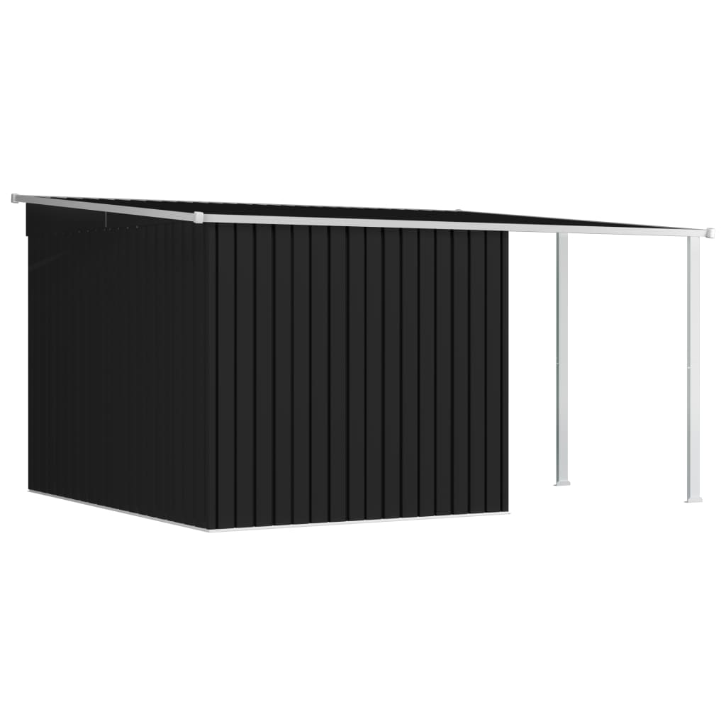 vidaXL Garden Shed with Extended Roof Anthracite 336x270x181 cm Steel