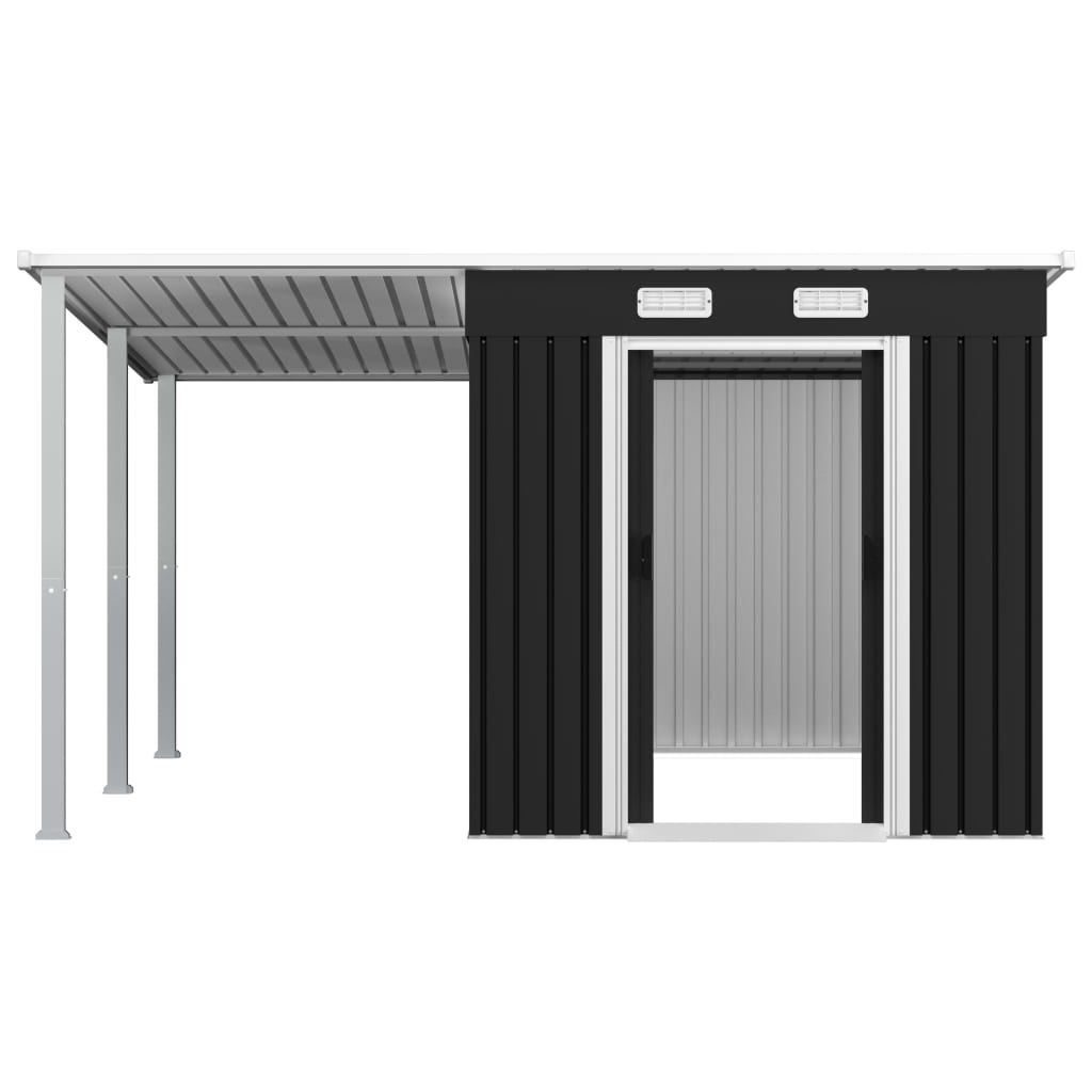 vidaXL Garden Shed with Extended Roof Anthracite 336x270x181 cm Steel
