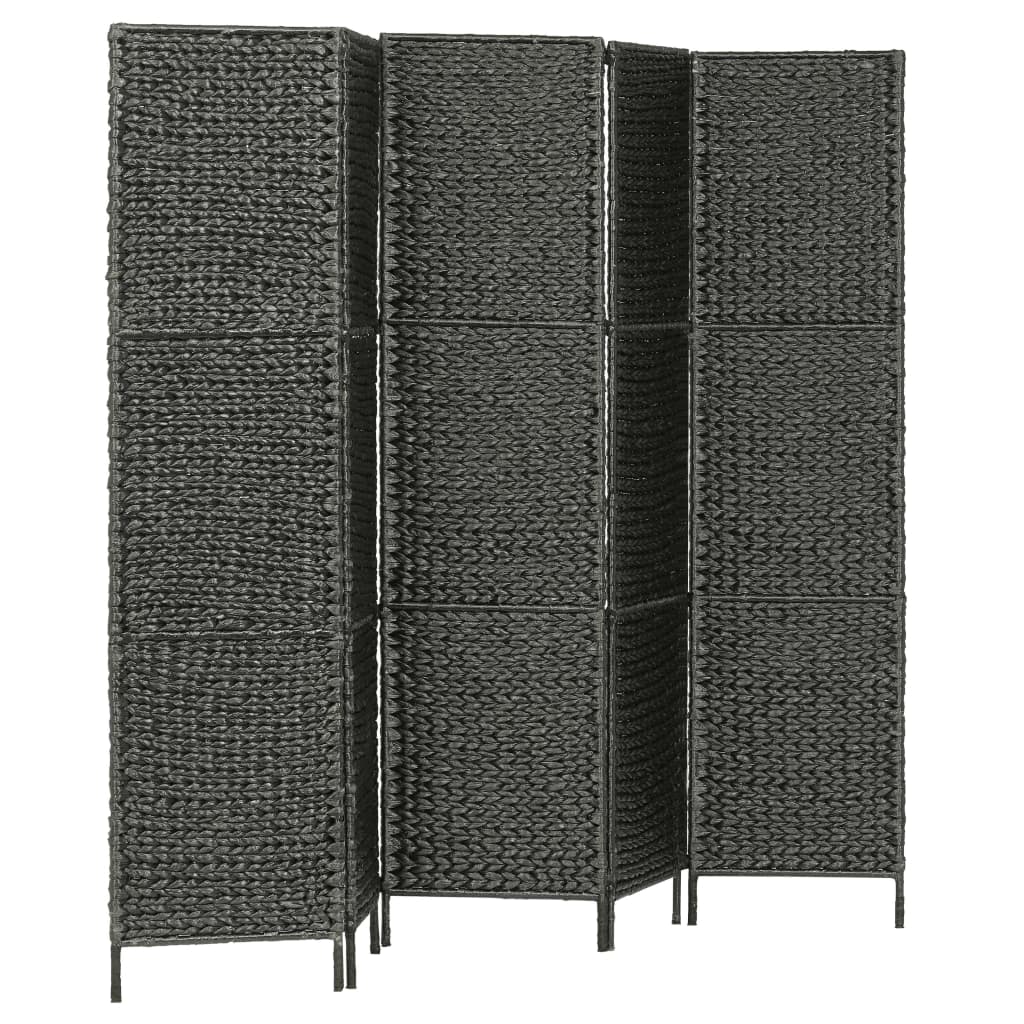 vidaXL 5-Panel Room Divider Black 193x160 cm Water Hyacinth