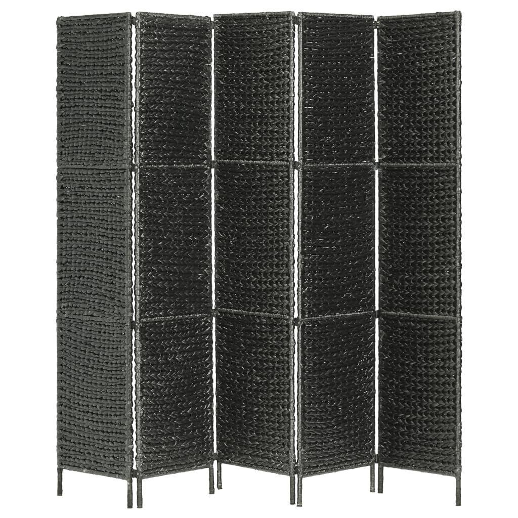 vidaXL 5-Panel Room Divider Black 193x160 cm Water Hyacinth