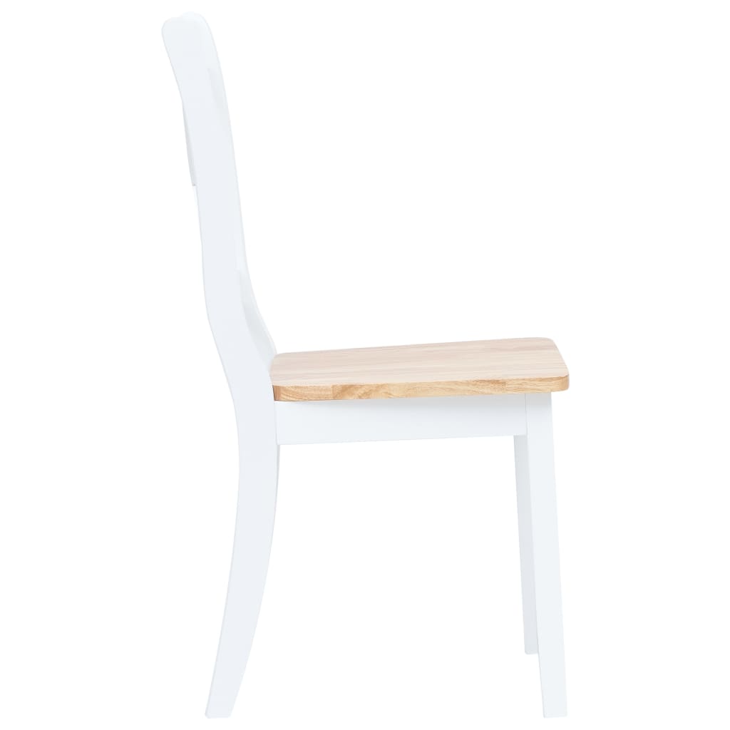 vidaXL Dining Chairs 4 pcs White and Light Wood Solid Rubber Wood