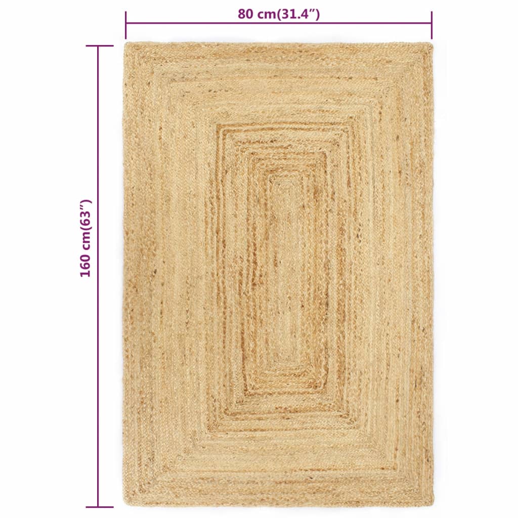 vidaXL Handmade Rug Jute Natural 80x160 cm