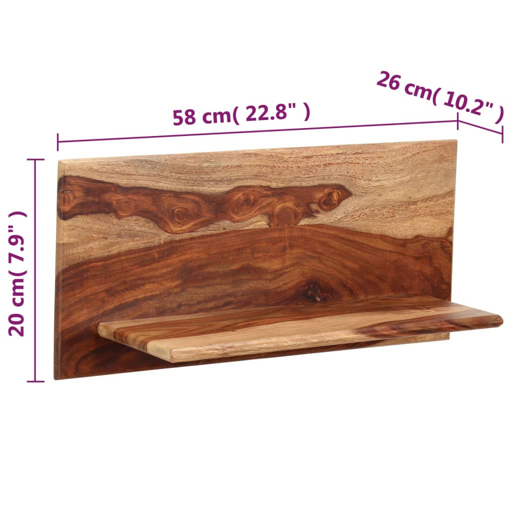 vidaXL Wall Shelves 2 pcs 58x26x20 cm Solid Sheesham Wood