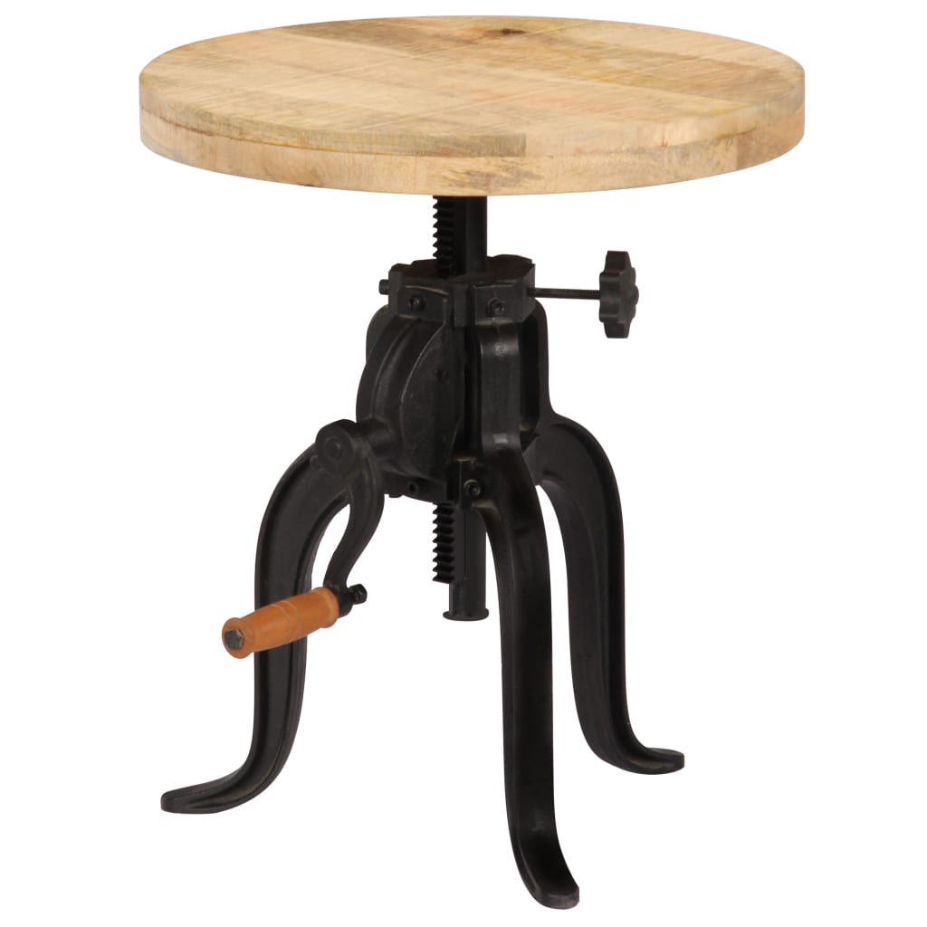 vidaXL Side Table 45x(45-62) cm Solid Mango Wood and Cast Iron
