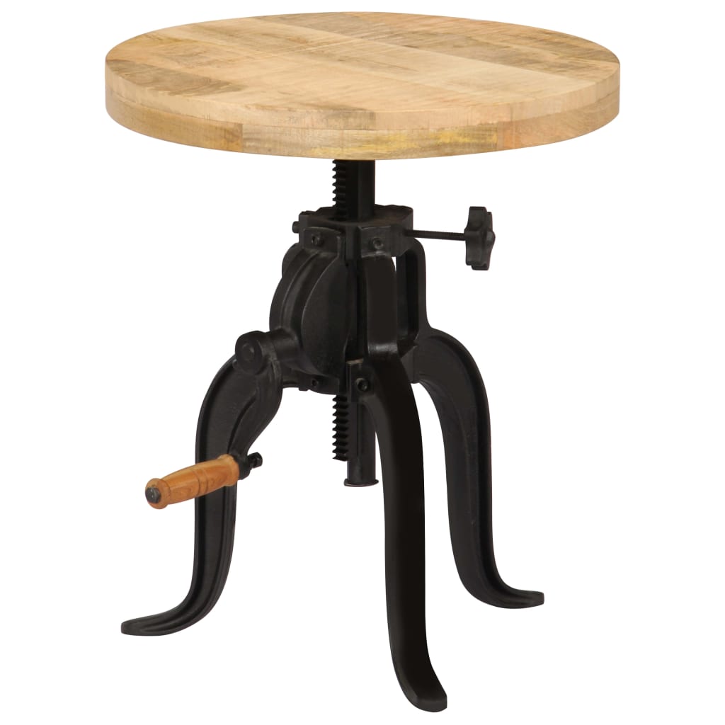 vidaXL Side Table 45x(45-62) cm Solid Mango Wood and Cast Iron