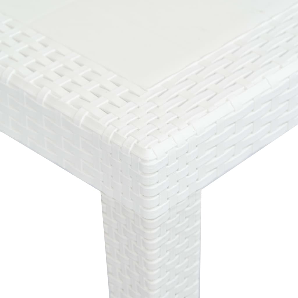 vidaXL Garden Table White 150x90x72 cm Plastic Rattan Look
