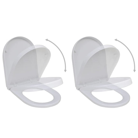 vidaXL Toilet Seats with Soft Close Lids 2 pcs Plastic White