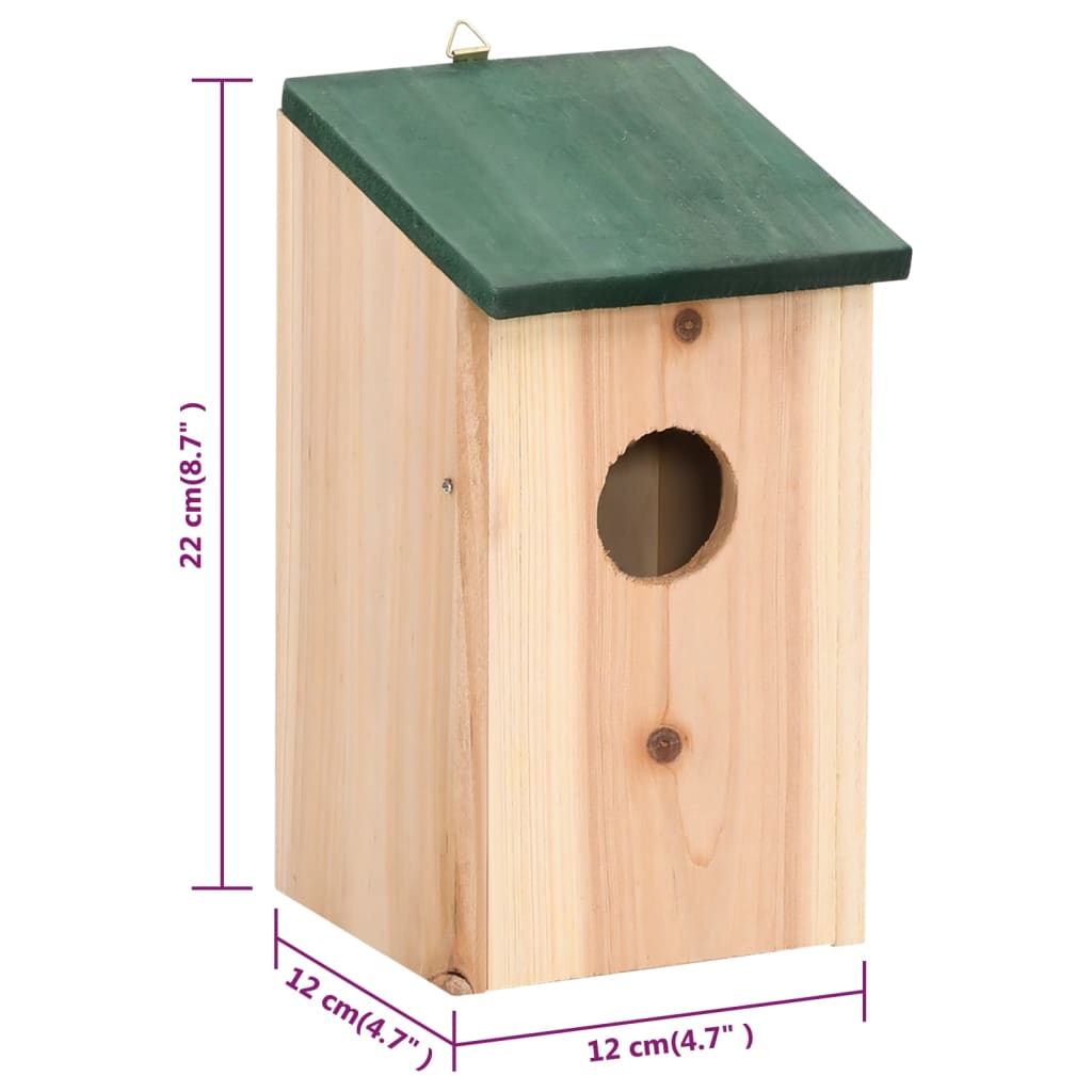vidaXL Bird Houses 8 pcs Wood 12x12x22 cm