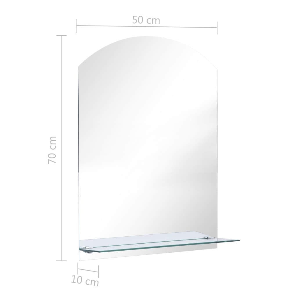 vidaXL Wall Mirror with Shelf 50x70 cm Tempered Glass